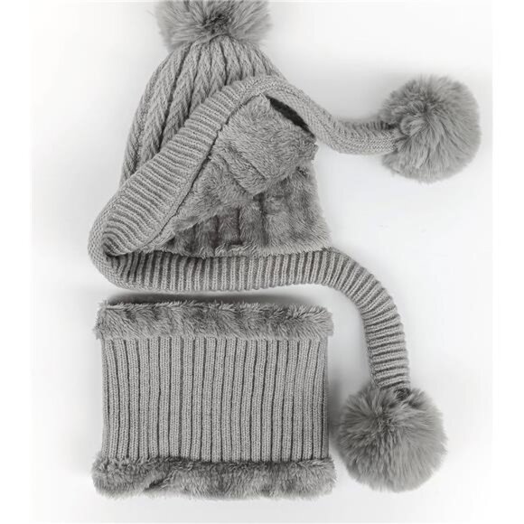 Women\'s Winter Beanie Hat and Circle Scarf Set - Pompom Peruvian Ski Hat main image 7